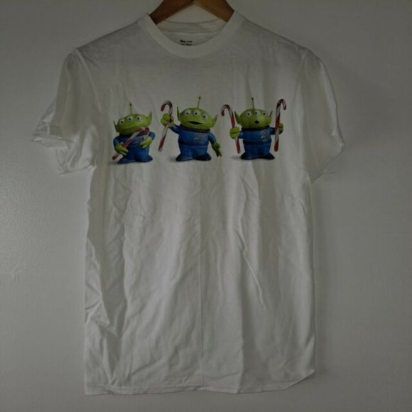 Toy Story Alien T-shirt Little Green Men Buzz Lightyear Star Command White M - Picture 1 of 7